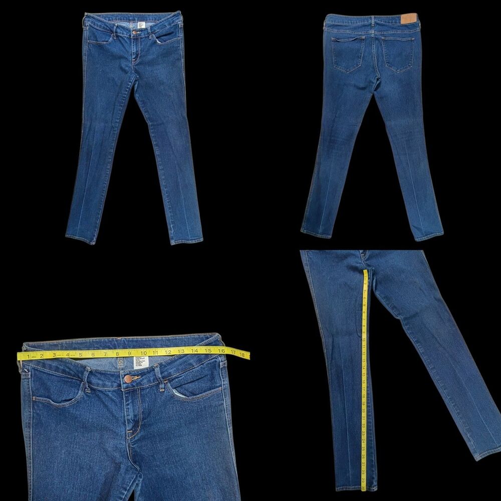 H&M &Denim Jeans Womens 31x32 Blue Dark Wash Mid Rise Low Waist Skinny Leg Cozy